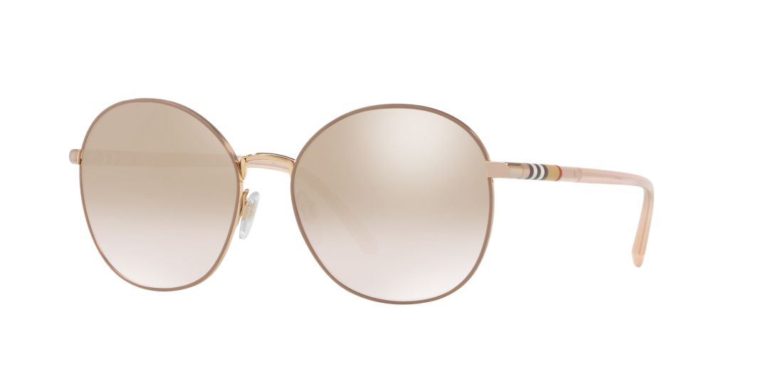 Burberry Woman BE3094 - Frame color: Gold, Lens color: Brown Gradient Mirror, Size 56-17/140