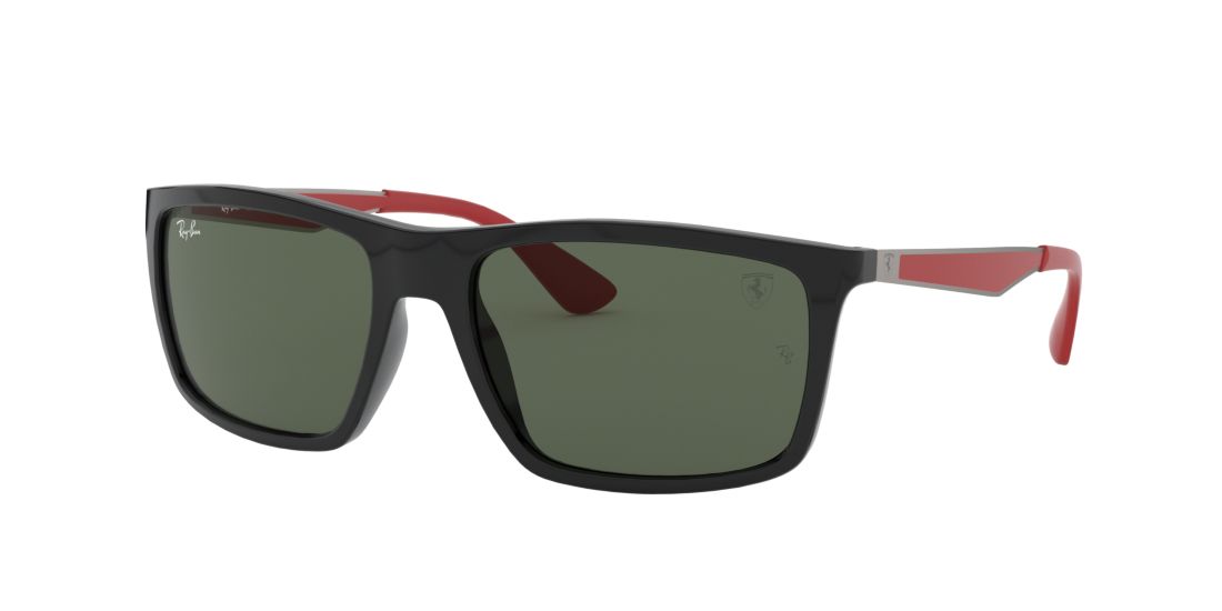 Ray Ban Man RB4228M SCUDERIA FERRARI COLLECTION - Frame color: Black, Lens color: Green, Size 58-18/140