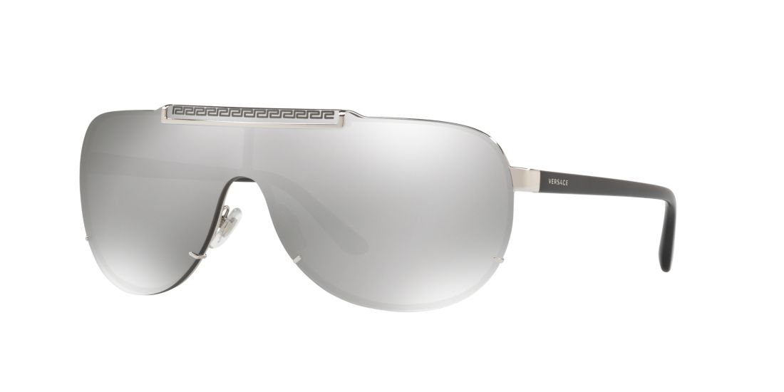 Shop Versace Man Sunglass Ve2140 In Light Grey Mirror Silver