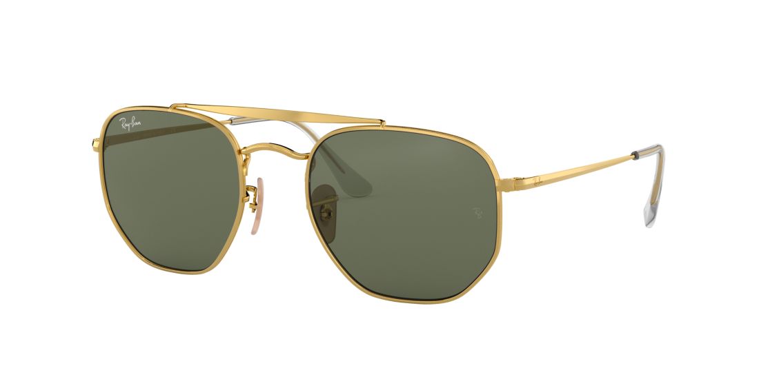 Ray Ban Unisex RB3648 MARSHAL - Frame color: Gold, Lens color: Green, Size 54-21/145