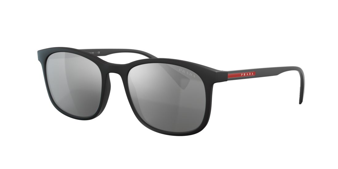 Prada Linea Rossa Logo Sunglasses In Light Grey Mirror Silver