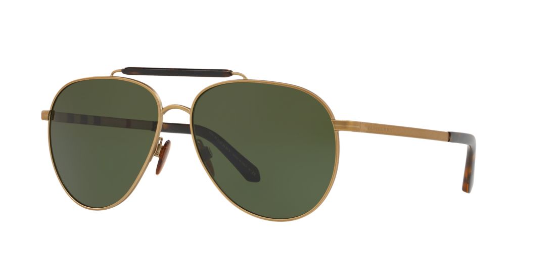 Burberry Man BE3097 - Frame color: Gold, Lens color: Green, Size 59-14/145