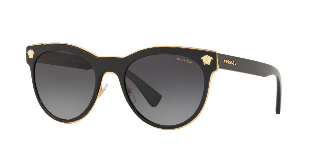 Versace Ve2198 Phantos-frame Metal Polarised Sunglasses In Light Grey Gradient Grey