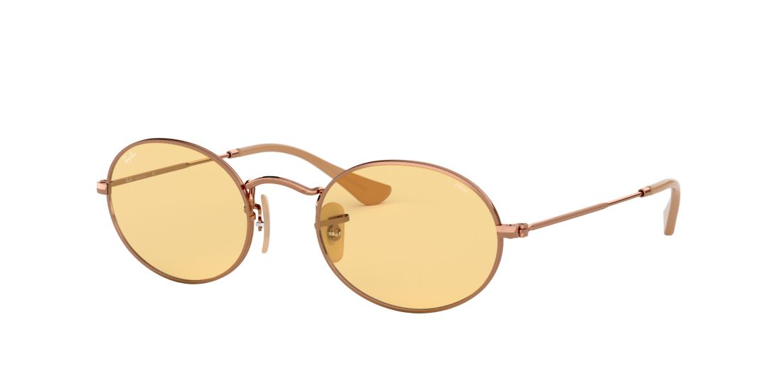 Ray Ban Unisex RB3547N OVAL EVOLVE - Frame color: Bronze-Copper, Lens color: Yellow, Size 51-21/145