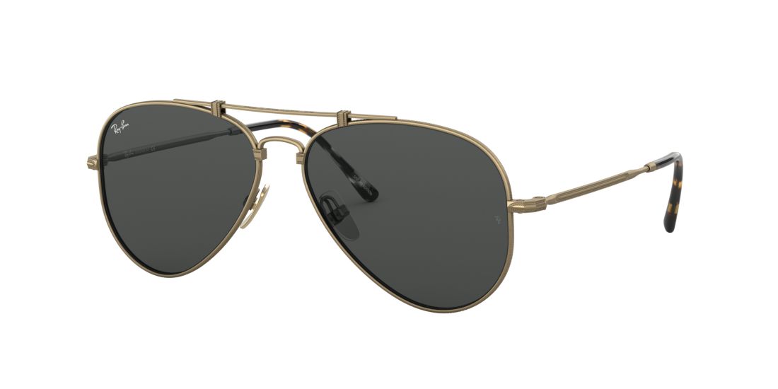 Ray Ban Unisex RB8125 AVIATOR TITANIUM - Frame color: Gold, Lens color: Grey-Black, Size 58-14/140