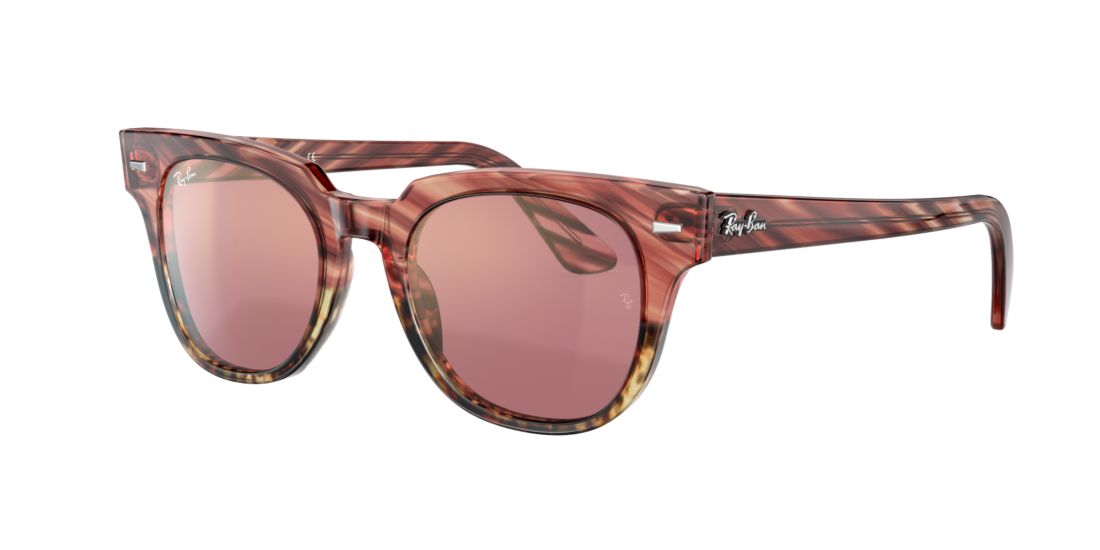 Ray Ban Unisex RB2168 METEOR STRIPED HAVANA - Frame color: Pink, Lens color: Violet, Size 50-20/150