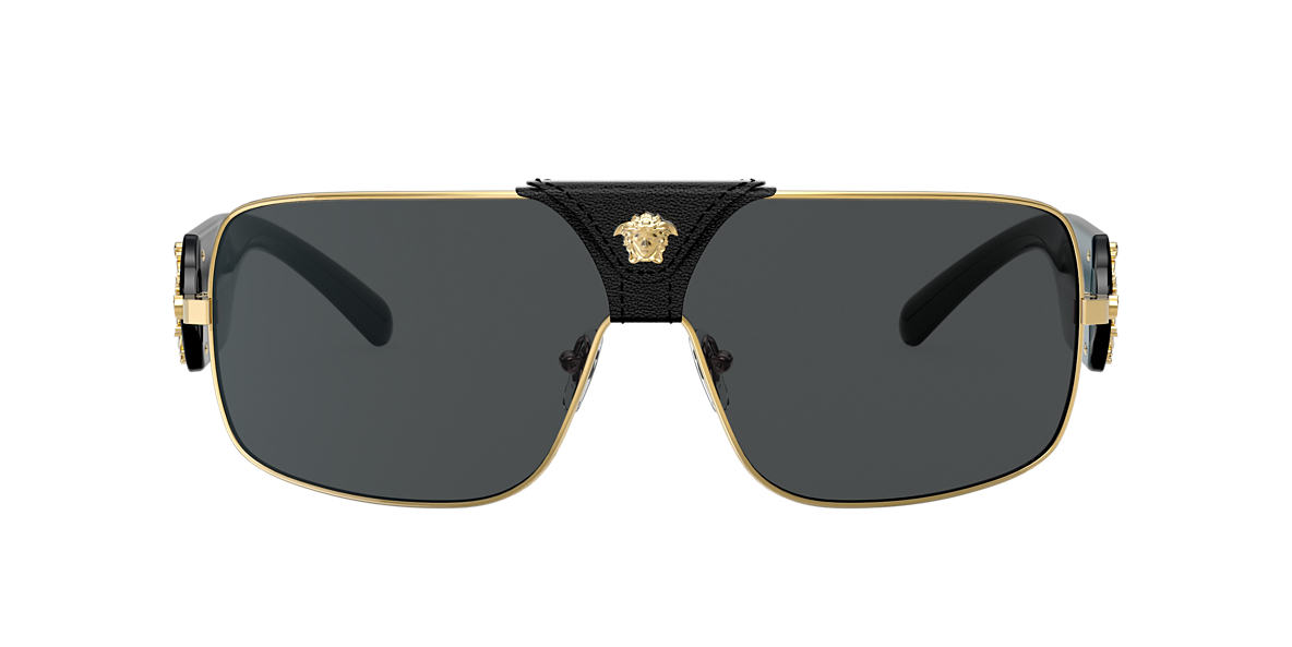 Versace VE2207Q 01 Grey-Black & Gold Sunglasses | Sunglass Hut USA