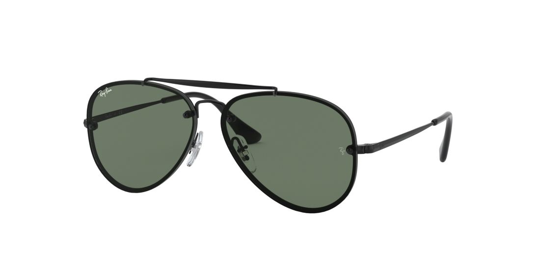 Ray Ban Unisex RJ9548SN BLAZE AVIATOR JUNIOR - Frame color: Black, Lens color: Green, Size 54-11/130