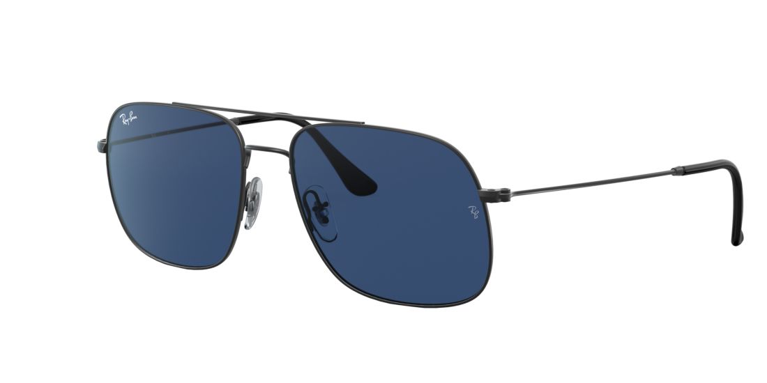 Ray Ban Unisex RB3595 - Frame color: Black, Lens color: Blue, Size 59-17/145