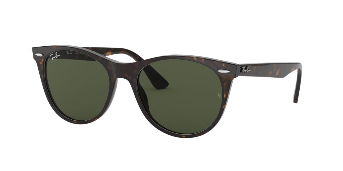 Ray Ban Unisex RB2185 WAYFARER II CLASSIC - Frame color: Tortoise, Lens color: Green, Size 52-18/145