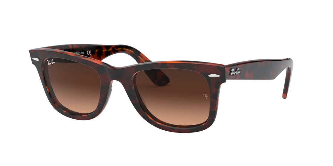 Ray Ban Unisex RB2140 ORIGINAL WAYFARER COLOR MIX - Frame color: Red Havana, Lens color: Brown/Pink Gradient, Size 50-22/150