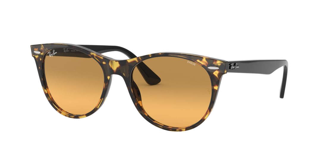 Ray Ban Unisex RB2185 WAYFARER II EVOLVE - Frame color: Yellow Havana, Lens color: Orange, Size 52-18/145