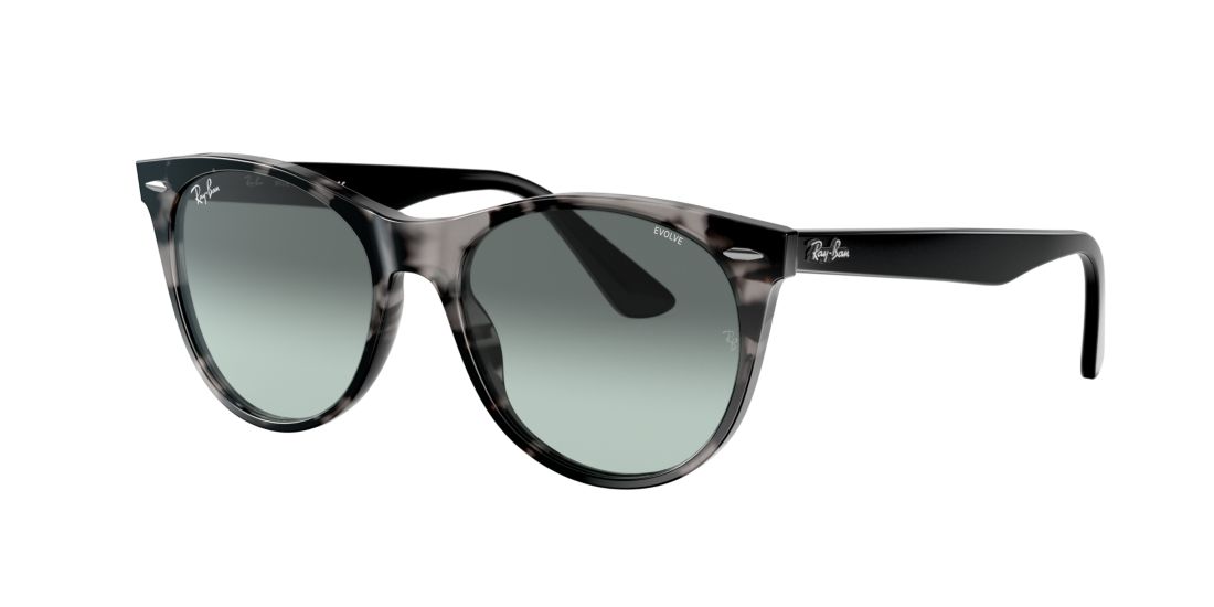 Ray Ban Wayfarer Ii 55mm Polarized Photochromic Sunglasses - Grey Havana Solid In Photocromic Azure Gradient Blue
