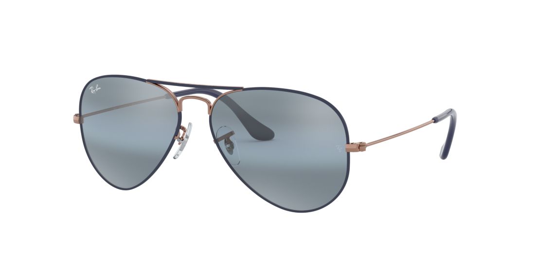 Ray Ban Man RB3025 AVIATOR MIRROR - Frame color: Dark Blue, Lens color: Blue Gradient Mirror, Size 55-14/135