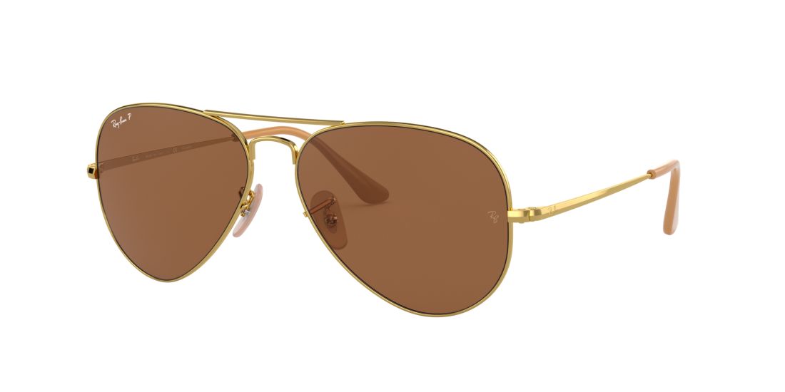 Ray Ban Unisex RB3689 EVOLVE - Frame color: Gold, Lens color: Brown, Size 55-14/140