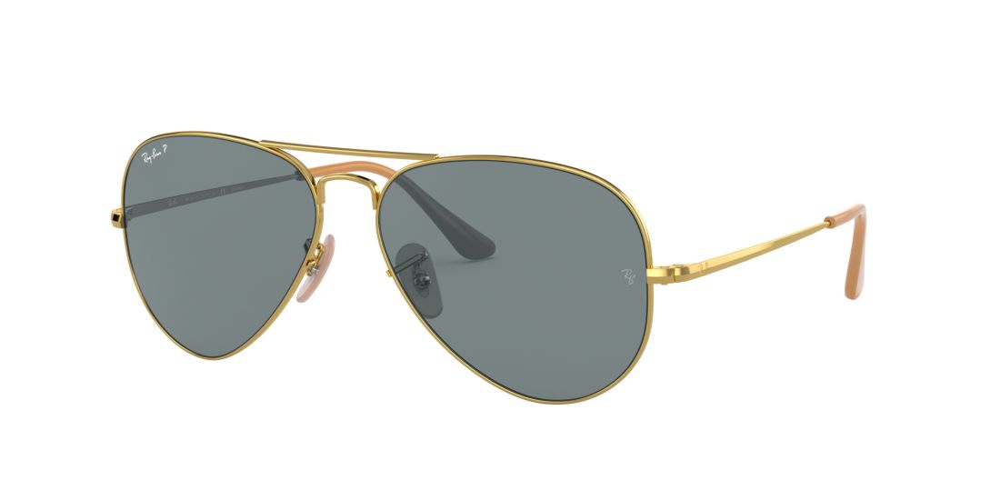 Ray Ban Unisex RB3689 EVOLVE - Frame color: Gold, Lens color: Blue, Size 58-14/140