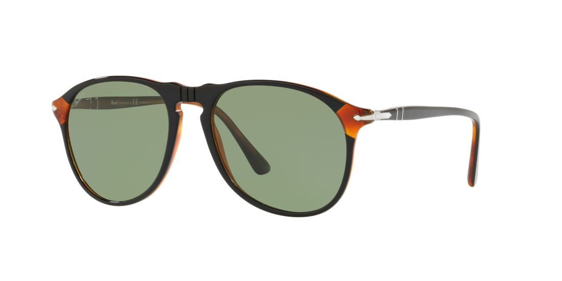 Persol Man PO6649SM - Frame color: Black, Lens color: Green, Size 55-18/145