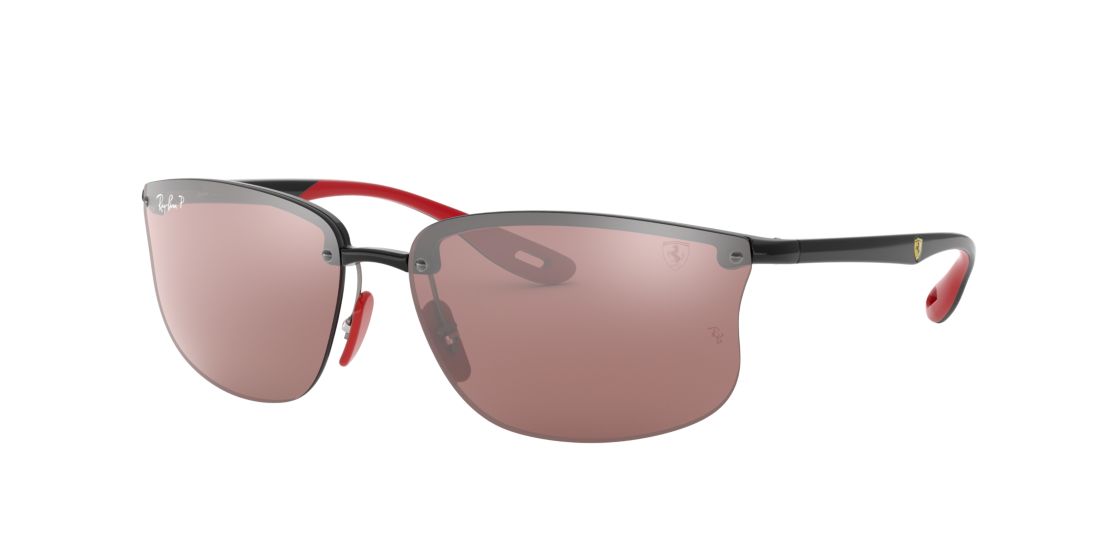 Ray Ban Men's Polarized Sunglasses, Rb4322m Scuderia Ferrari Collection 63 In Purple Silver Mirror Chromance Polarized