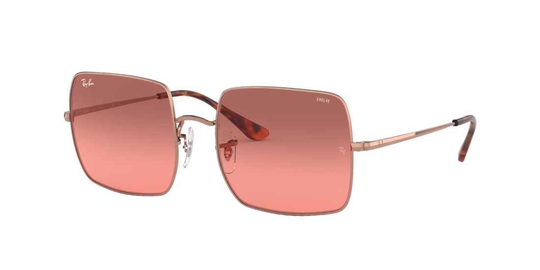 Ray Ban Unisex RB1971 SQUARE 1971 EVOLVE - Frame color: Bronze-Copper, Lens color: Red, Size 54-19/145