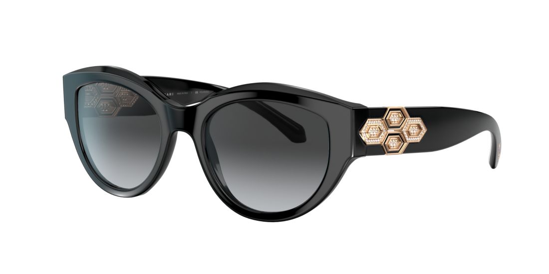 Bulgari Woman BV8221B Serpenti - Frame color: Black, Lens color: Grey-Black, Size 53-20/140