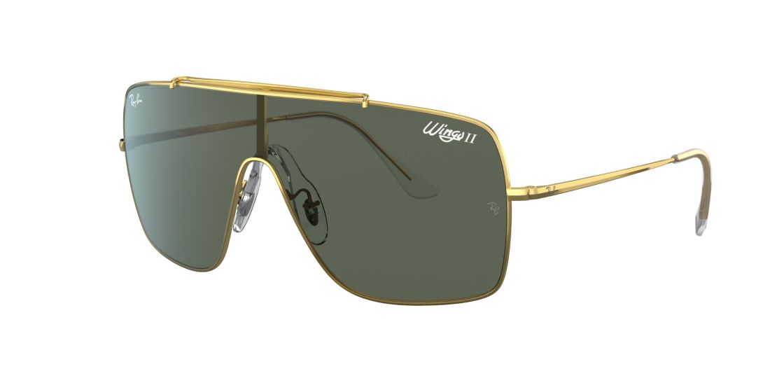 Ray Ban Man RB3697 WINGS II - Frame color: Gold, Lens color: Green, Size 01-35/140