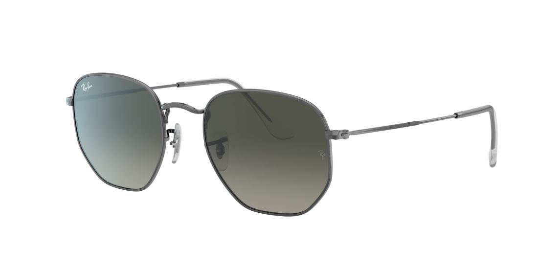 Ray Ban Unisex RB3548N HEXAGONAL FLAT LENSES - Frame color: Gunmetal, Lens color: Grey-Black, Size 51-21/145