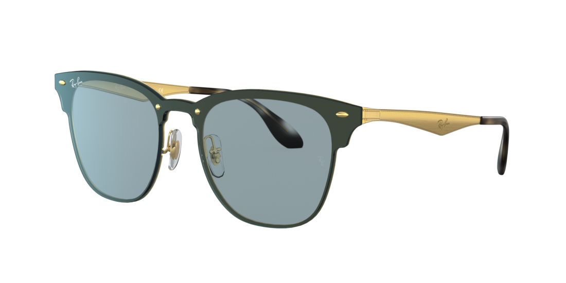 Ray Ban Unisex RB3576N BLAZE CLUBMASTER - Frame color: Gold, Lens color: Blue, Size 01-47/140