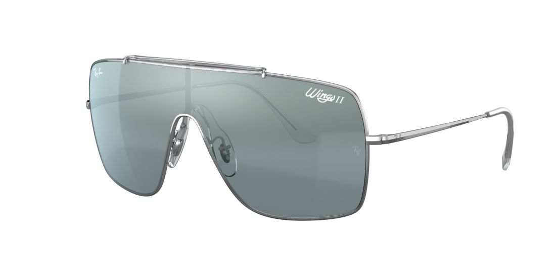 Ray Ban Man RB3697 WINGS II - Frame color: Silver, Lens color: Blue, Size 01-35/140