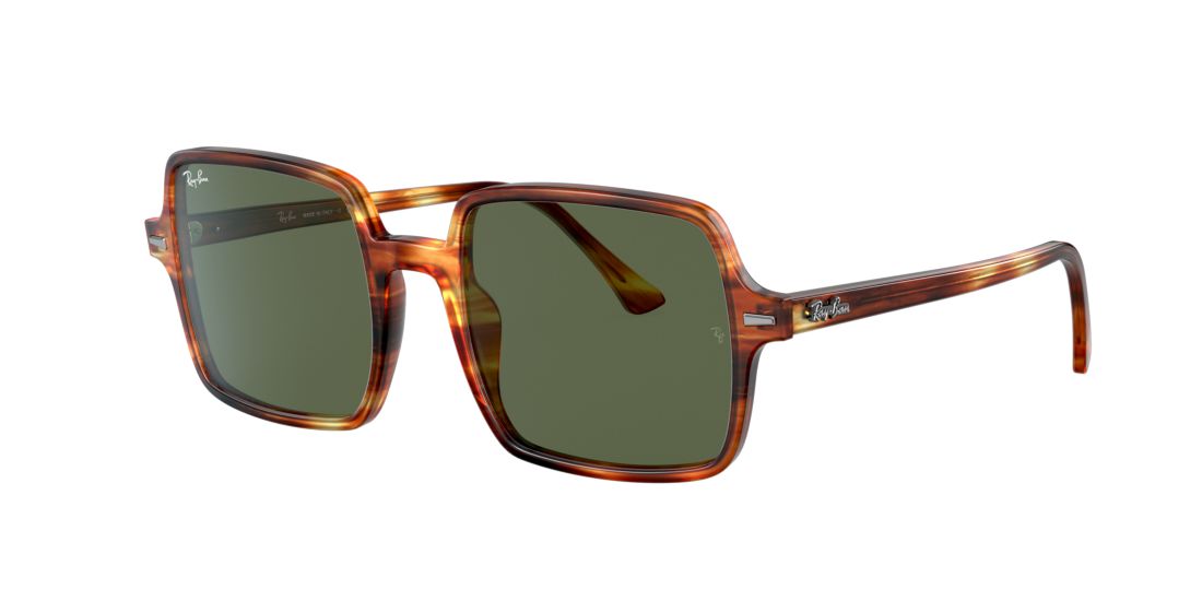 Ray Ban Woman RB1973 SQUARE II - Frame color: Tortoise, Lens color: Green, Size 53-20/140