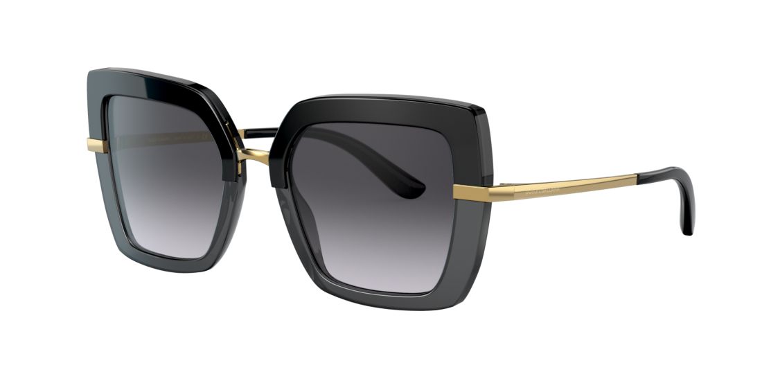 Dolce & Gabbana Womens Black Dg4373 Square-frame Acetate Sunglasses In Light Grey Gradient Black