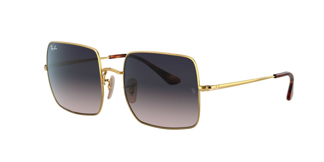 Ray Ban Square 1971 Classic Sunglasses Gold Frame Blue Lenses Polarized 54-19 In Blue