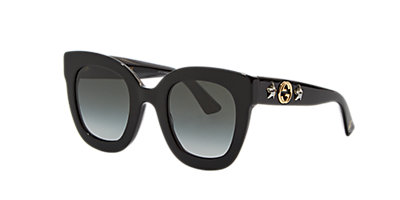 Gucci GG0208S 49 Grey-Black & Black Sunglasses | Sunglass Hut United ...