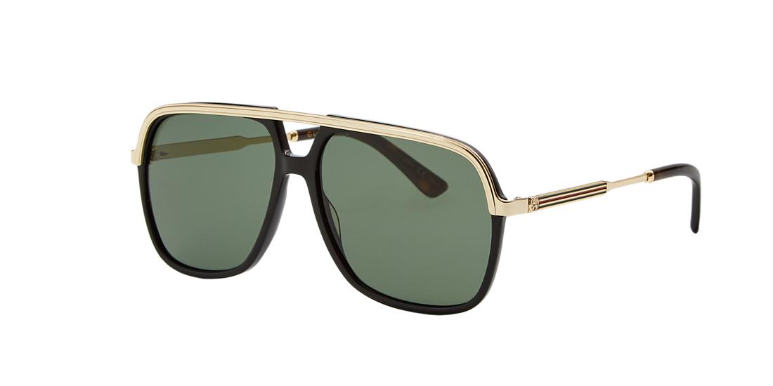 Gucci Unisex GG0200S - Frame color: Black, Lens color: Green, Size 57-14/145 Gucci Unisex GG0200S - Frame color: Black, Lens color: Green, Size 57-14/145