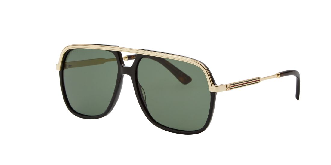 Gucci Unisex GG0200S - Frame color: Black, Lens color: Green, Size 57-14/145