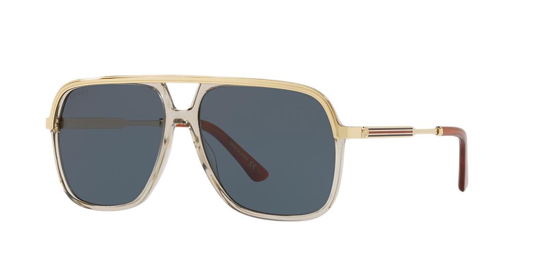 Gucci Unisex GG0200S - Frame color: Brown, Lens color: Blue, Size 57-14/145 Gucci Unisex GG0200S - Frame color: Brown, Lens color: Blue, Size 57-14/145
