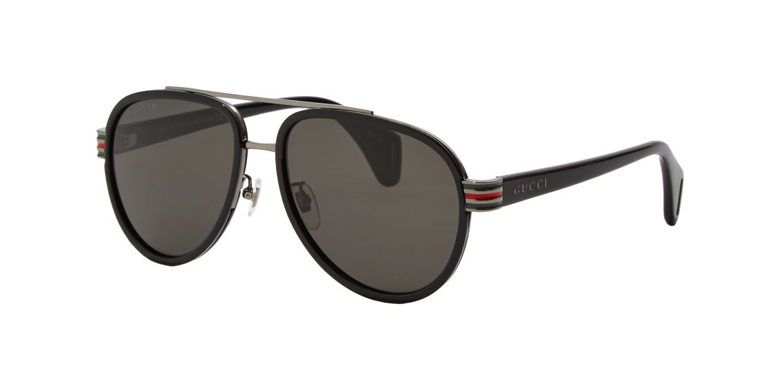 Gucci Man Gg0447s - Frame color: Black, Lens color: Grey-Black, Size 58-17/145