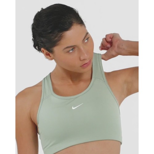 Nike Yoga Dri Fit Swoosh Medium Sports Bra Green