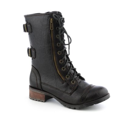 Soda Dome-H Women's Brown Combat Boot | Shiekh Shoes