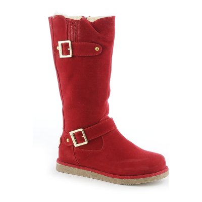 Shiekh Urban Buckle Women's Red Fur Boot | Shiekh Shoes