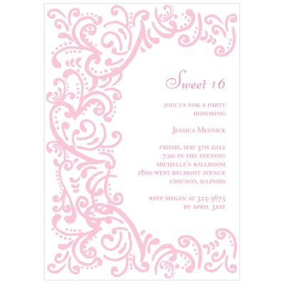 Curled Up in Elegant-- Sweet 16 Party Invitations