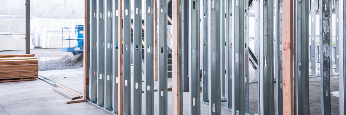 Inside a steel studs work site while it’s being built