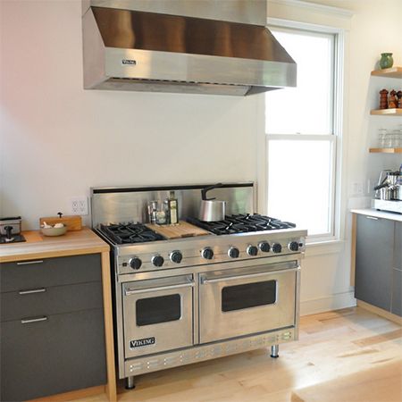 Viking Range with Stainless Steel Cooktop Backsplash