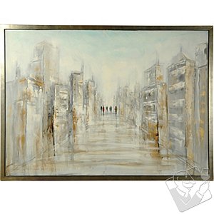 Hand painted abstract art Large size makes grand statement piece Frame in champagne finish Dimensions: 50'H  x  70'W  x  2'D  Please note these are hand painted pieces.  Due to this fact there can be small variances from painting to painting  no two pieces will be exactly the same.  Please note we are unable to except returns or exchanges on any hand-painted artwork