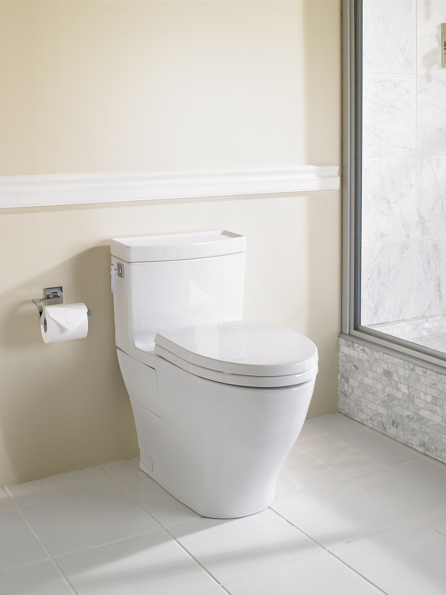 Aimes® One-Piece Toilet, 1.28GPF, Elongated Bowl - Washlet®+ 