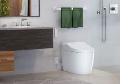 Le WC Suspendu Design avec Inox Hygiène est un bidet moderne RimOff avec  robinet integré chaud
